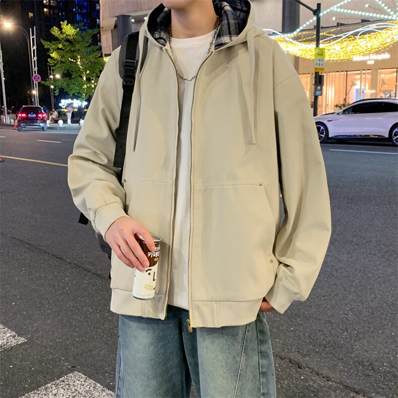 新款中性风户外纯棉夹克男连帽纯色上衣外套A157B-J2517-特P85,男装夹克,电商A157B
