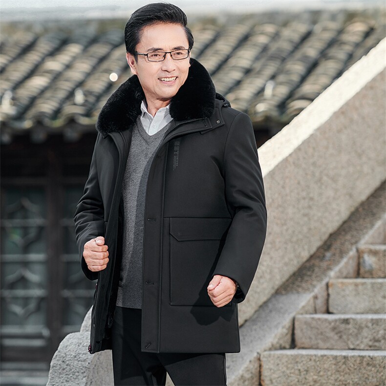 男装可脱卸羽绒内胆棉服冬季新款加厚保暖外套中年男士休闲棉衣图片