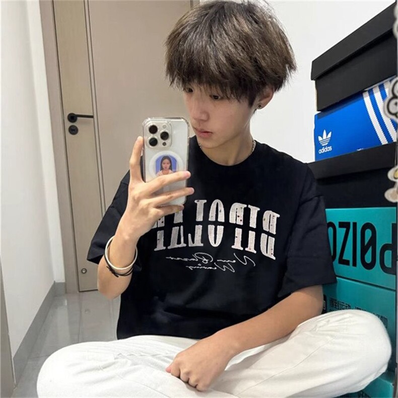 万针全刺绣工艺抖音得物高品质260克重磅纯棉双纱美式高街短袖T恤,男装T恤,电商A486
