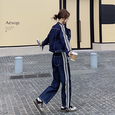 时尚牛仔套装女春秋季2025设计感短外套搭配阔腿裤气质休闲两件套，女装套装/套裙，艾仟回(原伊仟回)