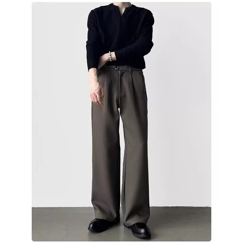 压褶A字直筒西裤男宽松垂感韩系通勤休闲西装长裤601-1-X413，男装西服套装，星座601-1