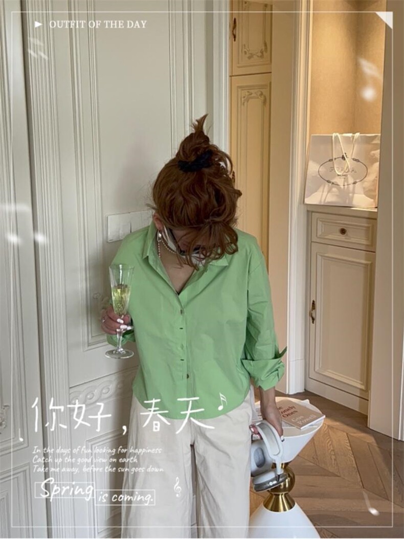 爆单ins版衬衫，女装衬衫，唇蔻