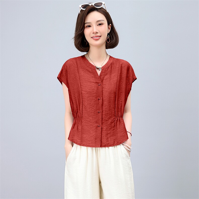短款简约花纹上衣2025新款女夏季洋气减龄显瘦衬衫,女装衬衫,阿丹