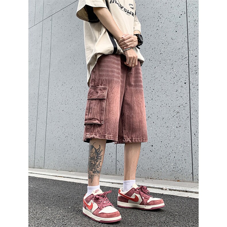 B221美式ins高街小众夏季重工艺工装牛仔短裤LK24177-P60控78,男装牛仔裤,电商B221