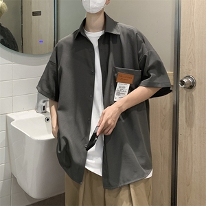 夏季 港风衬衫外套工装短袖宽松半袖美式潮冰丝中性轻薄 H226/P35图片