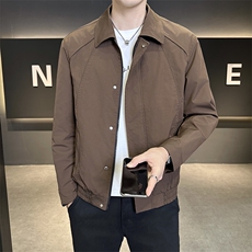 夹克翻领外套2025新款修身纯色帅气褂子男装机车服JK9212P95控138，男装夹克，星座914