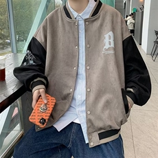 2023春季新款鹿皮绒棒球服外套男上衣服JK07503-P63，男装夹克，星座308B-1