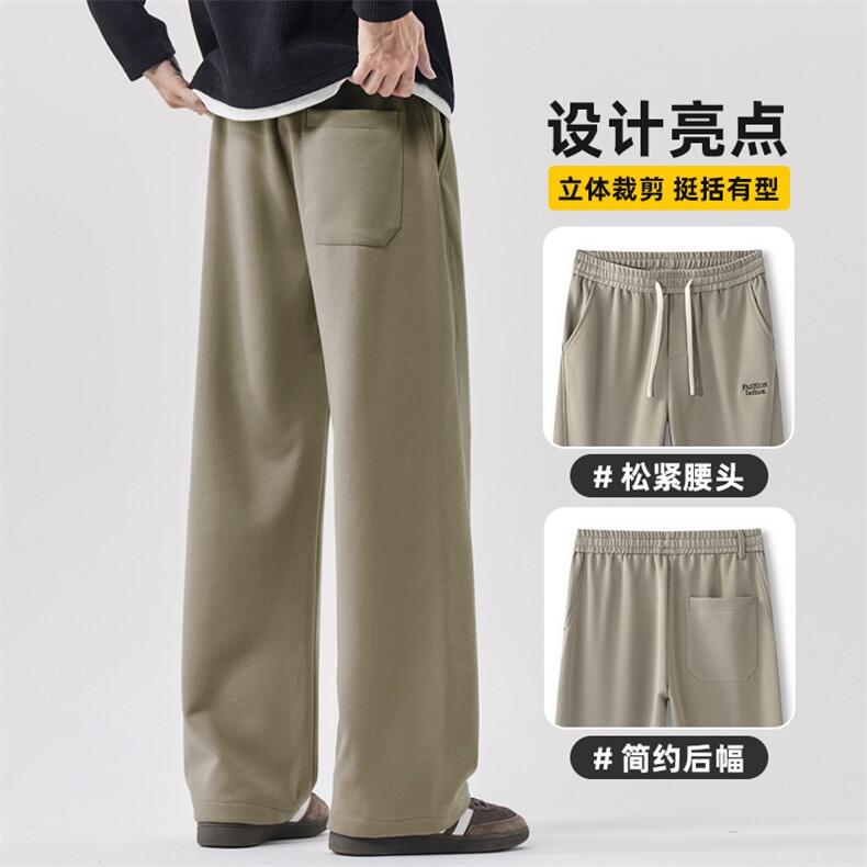 秋冬款卫裤男宽松直筒2025新款美式休闲裤潮牌阔腿裤子Z2595-P45,男装休闲裤,星座509