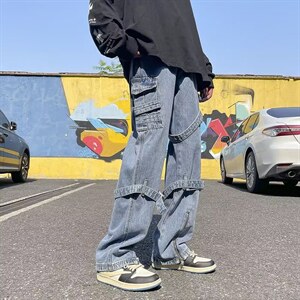 牛仔裤男秋季潮大码休闲裤子高街N5035P55图片