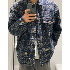 706-1-JK533-P75秋季美式复古满印情侣牛仔外套休闲牛仔夹克潮，男装工装外套，星座706-1