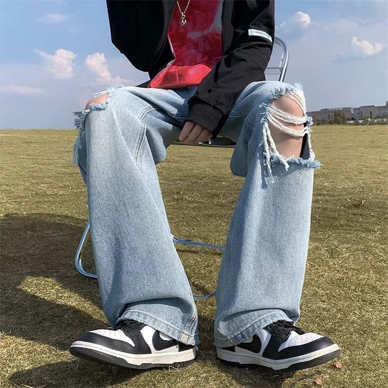 牛仔裤男秋季潮大码休闲裤子高街N9019P40,男装牛仔裤,星座1116-2