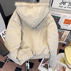 现货高品质美式高街冬季重磅硬挺短款座山雕毛领棉衣男女加厚外套，男装棉衣，电商A486-1
