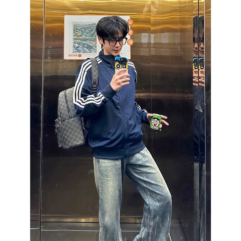 三条杠飞行夹克男秋季高级感美式立领短款运动外套JK7732,男装夹克,星座516A