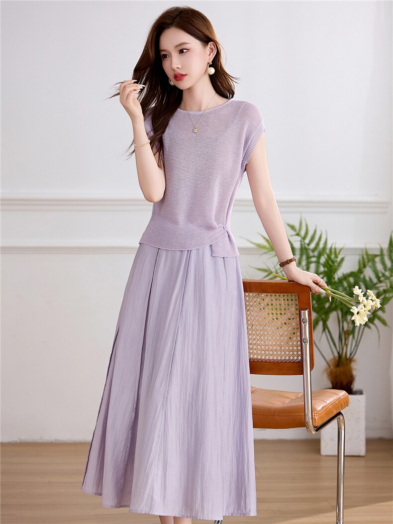 主推现货款2026夏装新款优雅气质休闲时尚两件套套裙,女装套装/套裙,伊航服饰