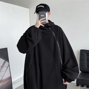 WY8126/P65秋装新款冲锋卫衣男款oversize潮牌美式高街重磅拉链图片