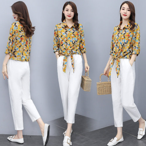 2021年夏季格子衬衫休闲套装两件套舒适宽松柔软潮流个性简约，女装套装/套裙，瑶迪依秀