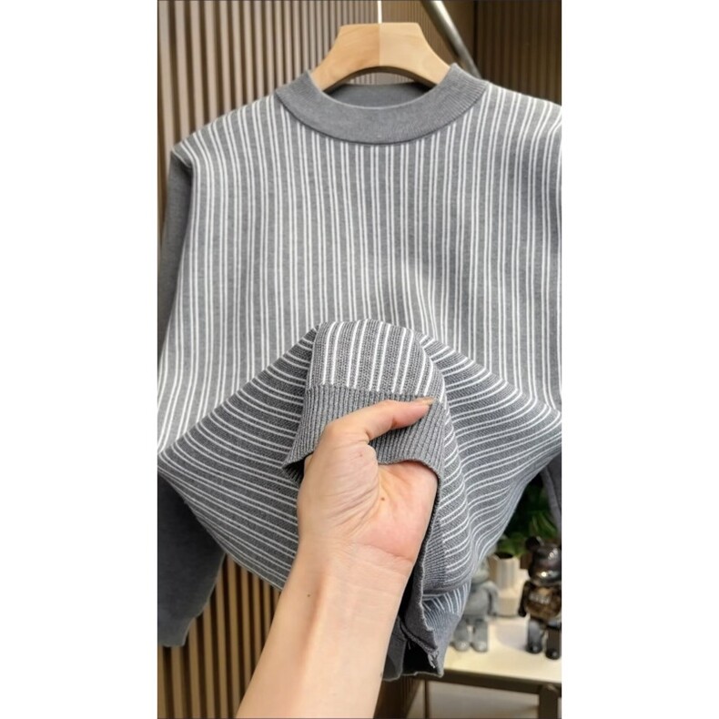 秋冬款休闲圆领卫衣时尚条纹空气宽松百搭套头长袖上衣,男装卫衣,星座1013