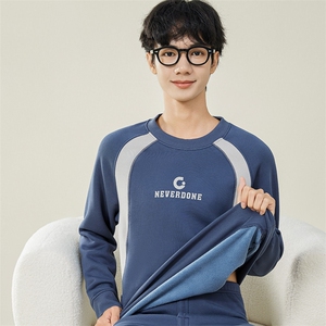 秋冬加绒加厚纯棉休闲保暖内衣套装两件套TZ3150-P75图片