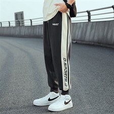 主推2024秋款日系宽松大码撞色束脚休闲运动卫裤0548-P40，男装休闲裤，星座914-3