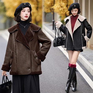 冬天大翻领仿羊羔毛皮毛一体羊羔绒厚外套女秋冬2024新款高级感图片