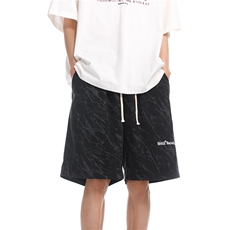 夏季新款灯芯绒满印字母绣花短裤XZ604-DK502-P35控48，男装牛仔裤，星座604