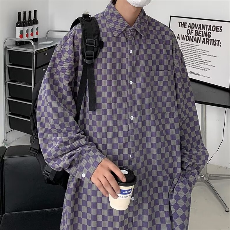 长袖灯芯绒衬衫男港风日系韩版潮流帅气衬衣KC323P37,男装衬衫,星座1116-2