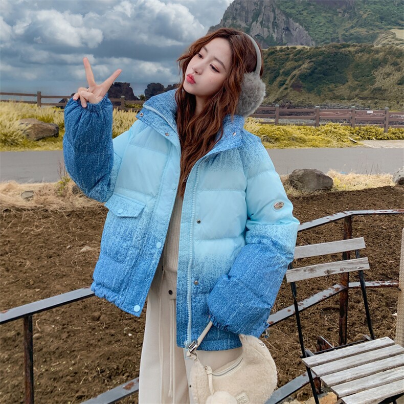 渐变色短款羽绒服女2025冬季新款独特超好看小个子保暖白鸭绒外套,女装羽绒服,2C218