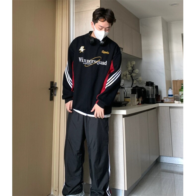 美式复古卫衣男春秋季潮流撞色长袖上衣宽松无帽机车服外套,男装工装外套,星座601-1