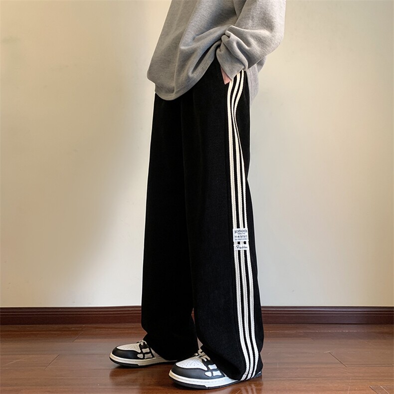 春季新款重磅欧棉绒港风束脚直筒拖地裤宽松裤子K828*P45控68,男装休闲裤,星座227-2