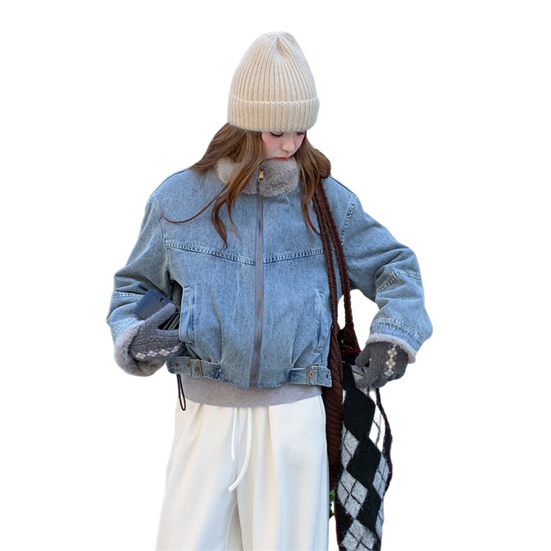 现货主推牛仔派克服加厚毛毛内胆外套2B142-1835#P225-K300,女装派克服,2B142