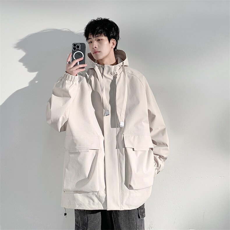 港风宽松冲锋衣夹克百搭落肩简约上衣外套 JK726 P78图片