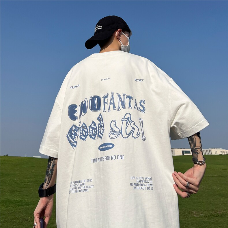 240G重磅美式印花纯棉大码宽松休闲短袖T恤 T2454-P25控38图片