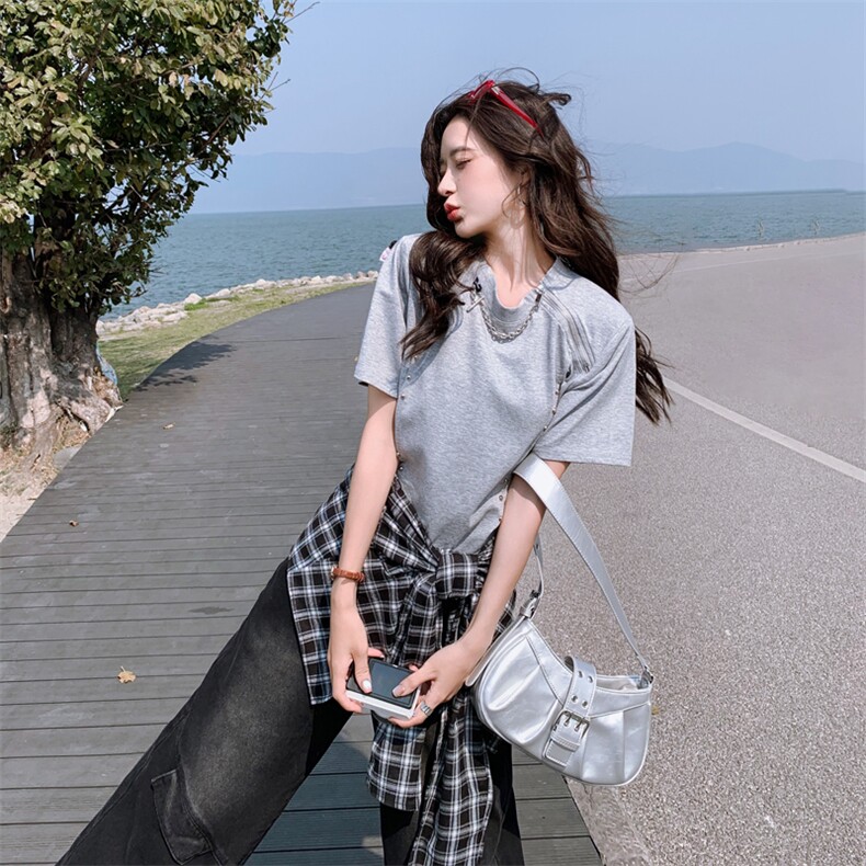 2025夏季新品休闲时尚潮流针织上衣披肩牛仔裤三件套,女装连衣裙,1C078