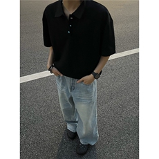 夏装新款绿松石扣子翻领重磅短袖T恤夏季男装半袖POLO衫S426特28，男装Polo衫，电商A233-1