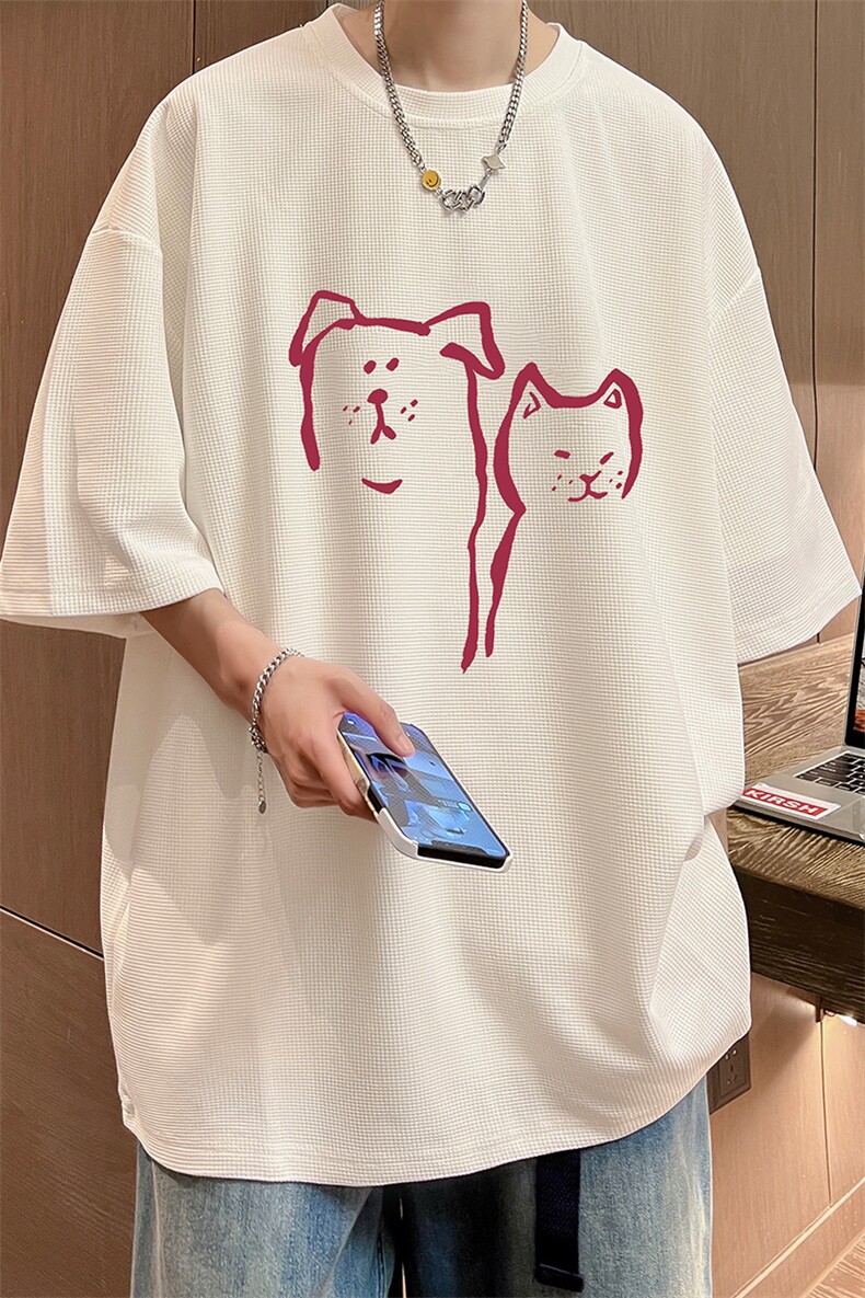 华夫格t恤男短袖男大码五分袖酒店风HT73378-P22,男装T恤,电商A040