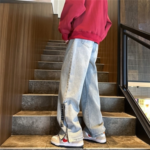 k1074-p55-控78 M-5XL 现货宽松拉链cleanfit牛仔裤马丁靴黑暗图片