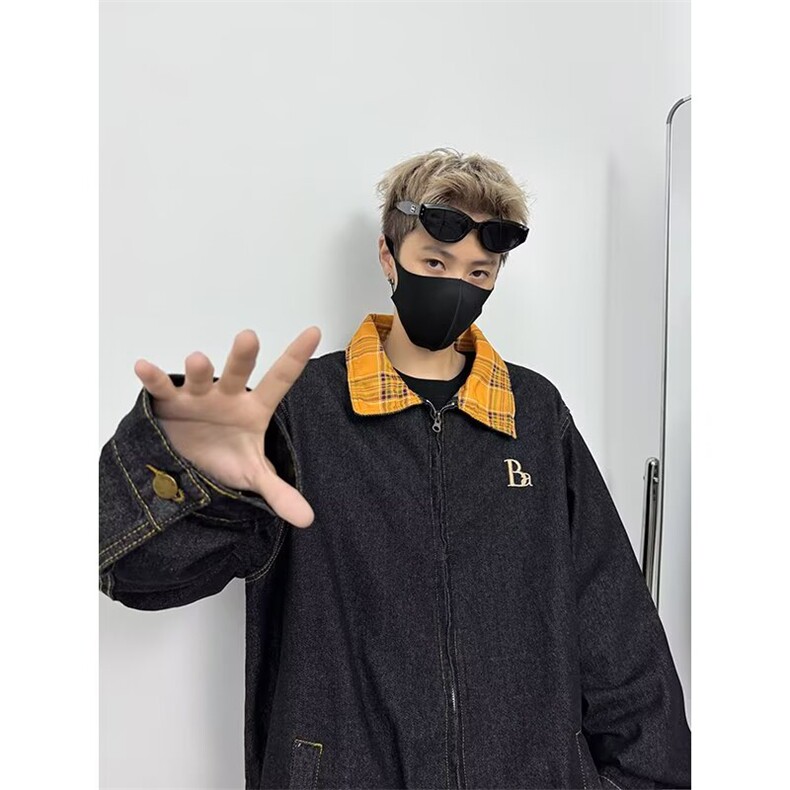 时尚黑色棒球服外套新款春季休闲百搭宽松夹克衫长袖短外套,男装夹克,星座1018A