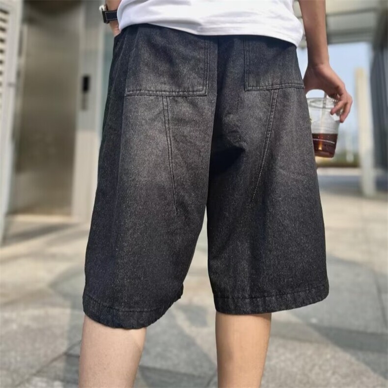 美式复古水洗高街牛仔短裤男女夏季阔腿休闲百搭七分裤D2255-p45,男装牛仔裤,星座1008