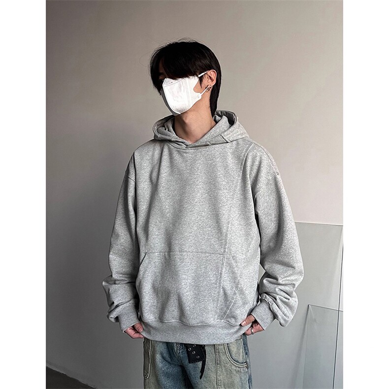 抖音得物高品质二开美式高街重磅结构辑明线纹理连帽卫衣外套W109,男装卫衣,电商A486