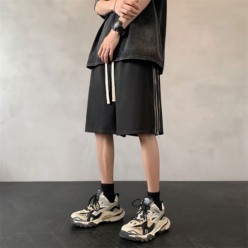 美式高街短裤男夏季潮牌侧边拉链运动五分裤XZ211-1-K2328-P45,男装牛仔裤,星座211-1