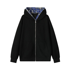 港风设计感350g重磅华棉可拆卸假两件卫衣外套男W6062-特P65控128，女装短外套，电商A001