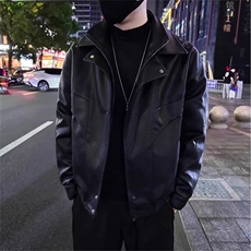 西装领皮衣外套男春秋款韩版潮流修身痞帅精神小伙机车男士皮夹克，男装夹克，星座506A