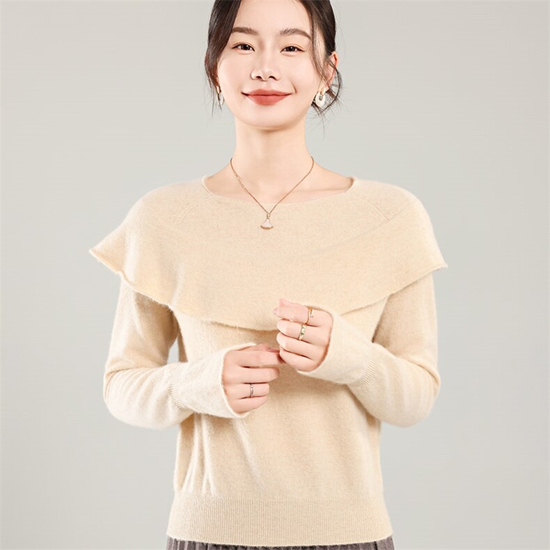 35%羊绒衫秋冬季新款舒适时尚百搭女式宽松长袖打底毛衣,女装羊绒衫,琳尚羊绒