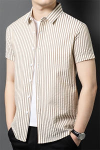 YL6112春夏男士新款短袖衬衫青年修身翻领衬衣休闲打底衫图片