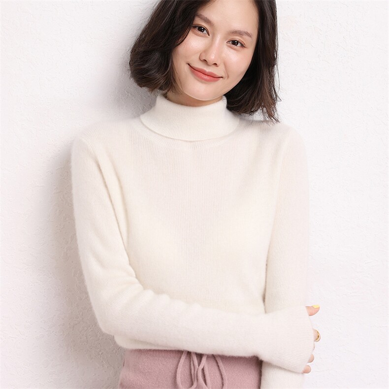 羊绒打底衫女秋冬内搭高领套头保暖长袖针织毛衣,女装羊绒衫,五色羊羊绒