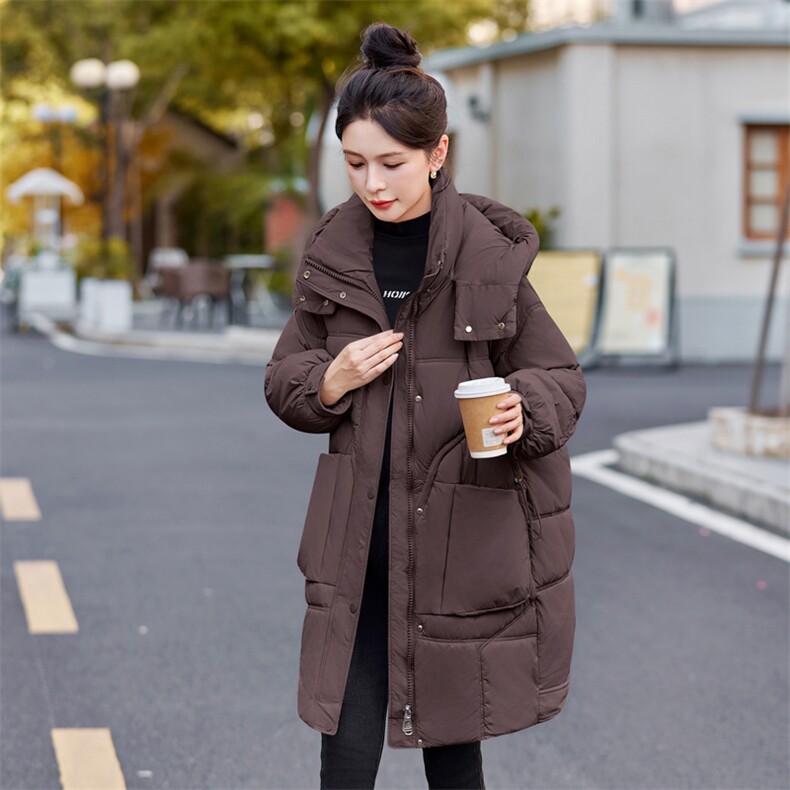 时尚新款女装棉衣加厚保暖羽绒棉外套气质显瘦中长款棉服,女装棉衣/棉服,利佳可人