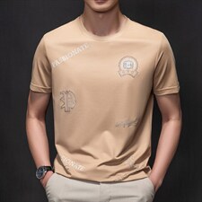 夏季2023新款短袖t恤中年爸爸男装商务休闲圆领上衣体恤，男装T恤，电商B212（原钱塘6029）