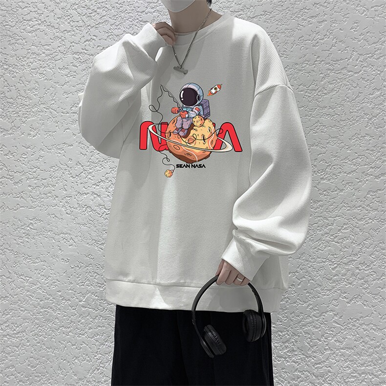 华夫格卫衣圆领卫衣男大码长袖t恤男外套HW76287-P30,男装卫衣,电商A040