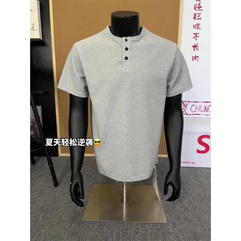 斌子同款亨利衫短袖男夏季健身穿搭华夫格半袖DX022特P30,男装T恤,星座1007（原301D）