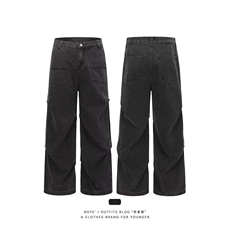 牛仔裤美式高街复古工装裤男女宽松直筒拖地休闲日系长裤，男装牛仔裤，四季星座505